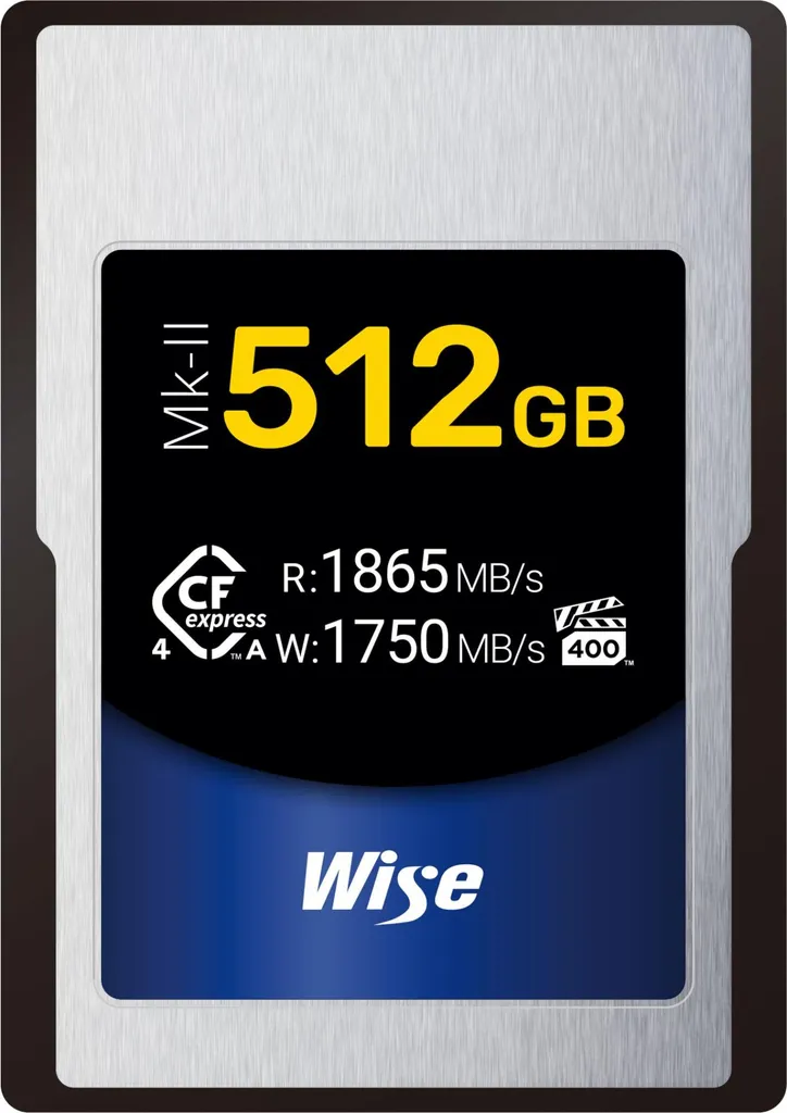 Carte CFexpress Type A Wise 4.0 512Go pour vidéo 8K et Sony Alpha