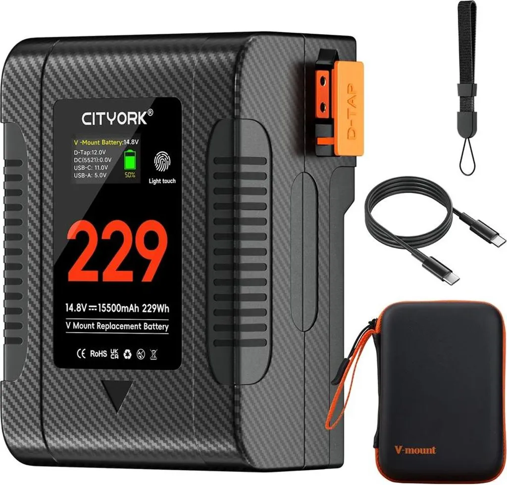 Batterie V Mount BP-229 pour caméscope professionnel avec charge rapide PD