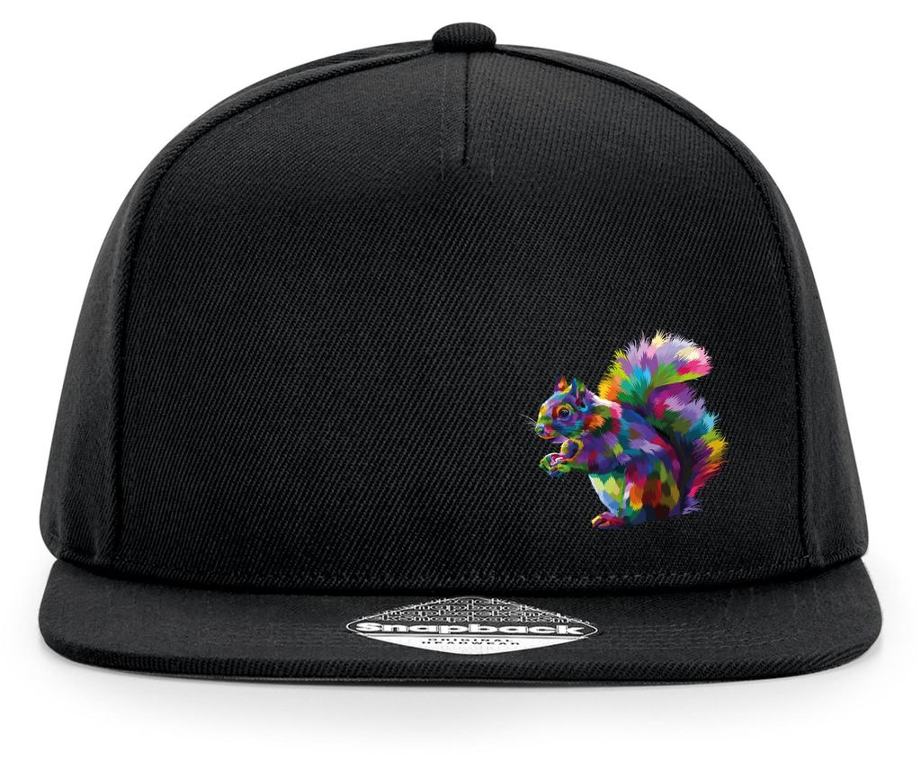 Huuraa Cappy Mütze Eichhörnchen Colorful Black Polyester Snapback Kappe Geschenkidee