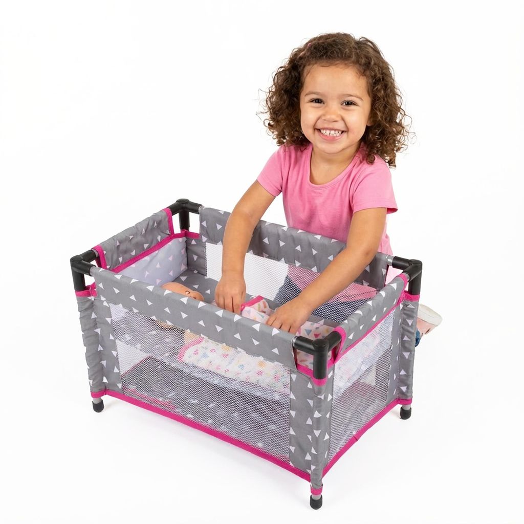 Puppenreisebett mit Tasche und Bettwäsche – faltbares Produktbild 