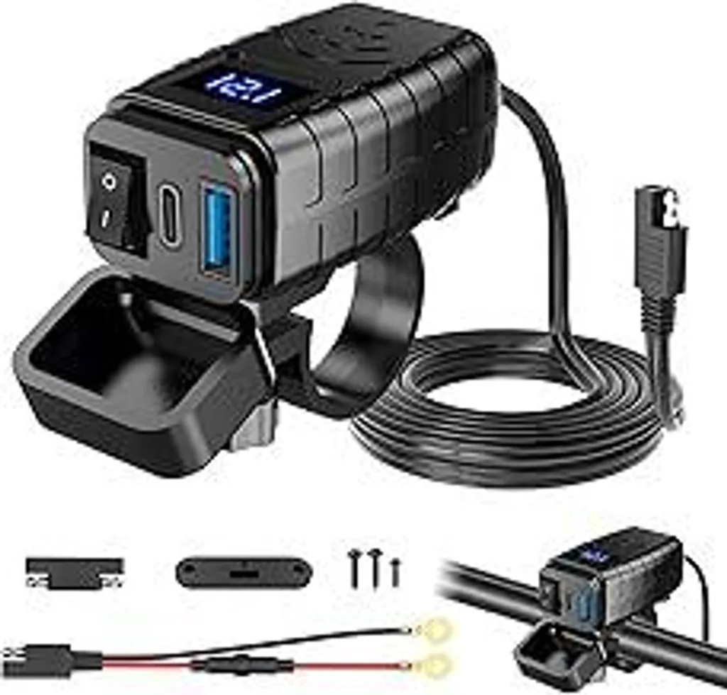 Caricabatteria Da Manubrio Per Moto Presa Usb Moto Con Interruttore Presa Per Caricabatterie Usb Per Moto Impermeabile Presa Per Adattatore Di Alimentazione Per Telefoni/Tablet/Gps