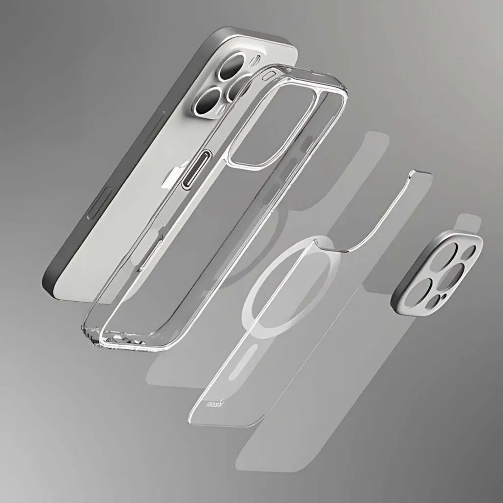 Protégez votre iPhone 16 Pro Max avec la Coque Moshi iGlaze MagSafe Argent - 7