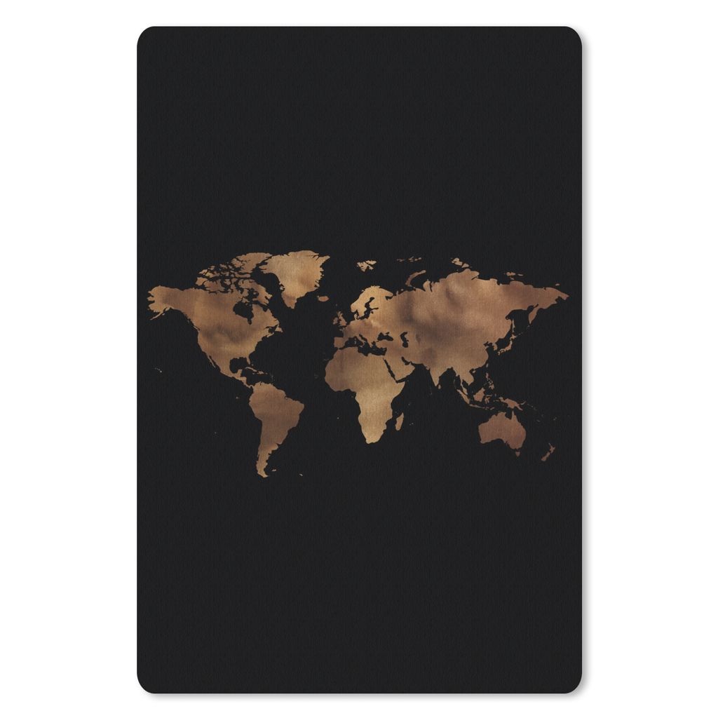 MuchoWow Mauspad Mousepad Weltkarte - Gold - Schwarz 18x27 cm - Mousepads - Maus Mat - Pad - Mausunterlage