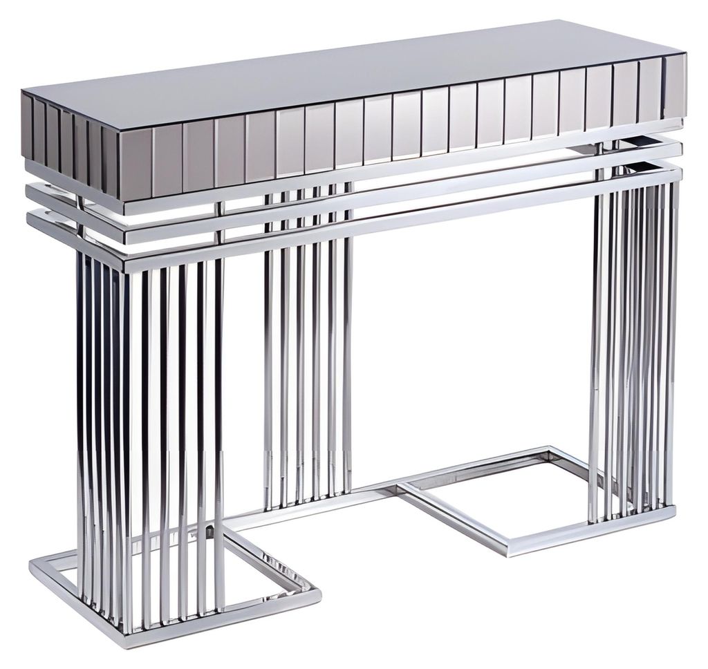 Moderner grauer Konsolentisch aus Metall und Glas