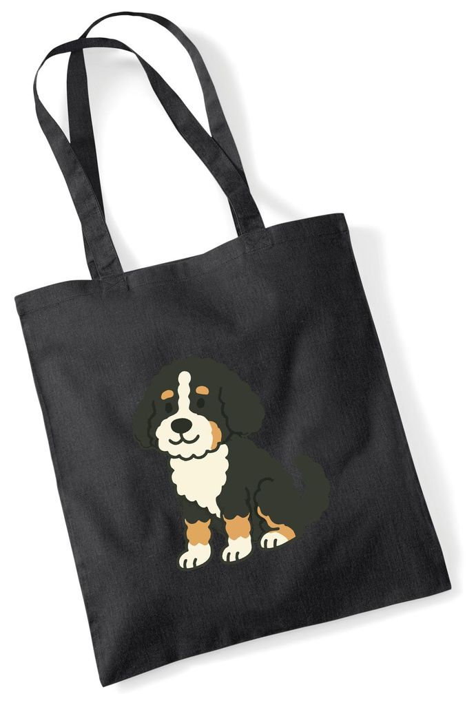Huuraa Jutebeutel Bernedoodle Comic Berniepoo 10 Liter Black Baumwolle Tasche Geschenkidee