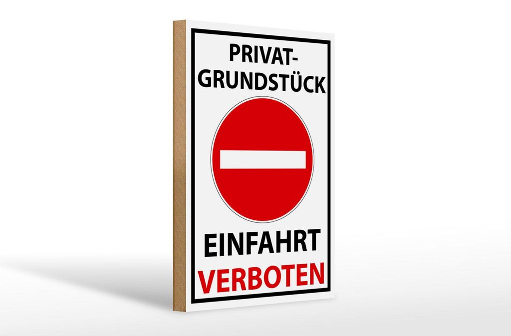 Holzschild Hinweis Privat Einfahrt verboten, 30 x 20 cm, Holzschilder Achtung Widerrechtlich