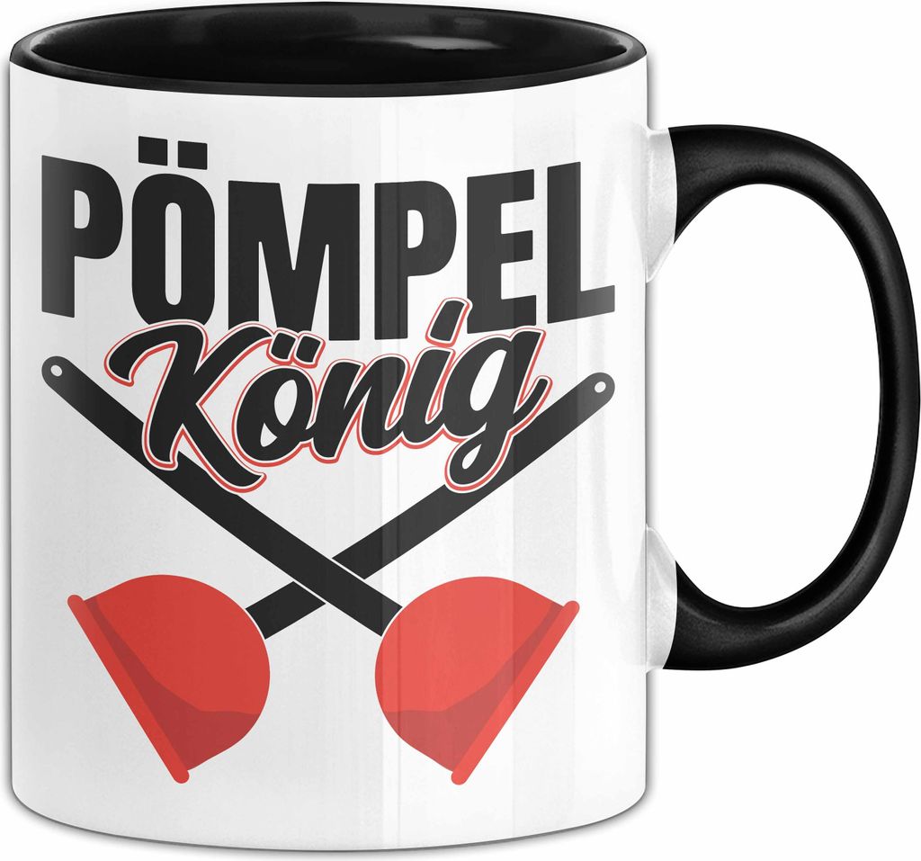 Klempner Tasse Geschenk Pömpel König Gas Wasser Heizung Klempner Installateur (Schwarz)
