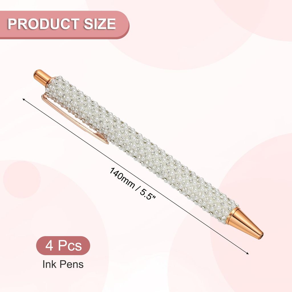 Strass Metall Kugelschreiber, 4er Pack Kristall Perlen Stifte Schwarz Tinte 1,0mm Spitze Glitzernd fš¹r Frauen Geschenk Bš¹ro Notizen Tagebuch,...