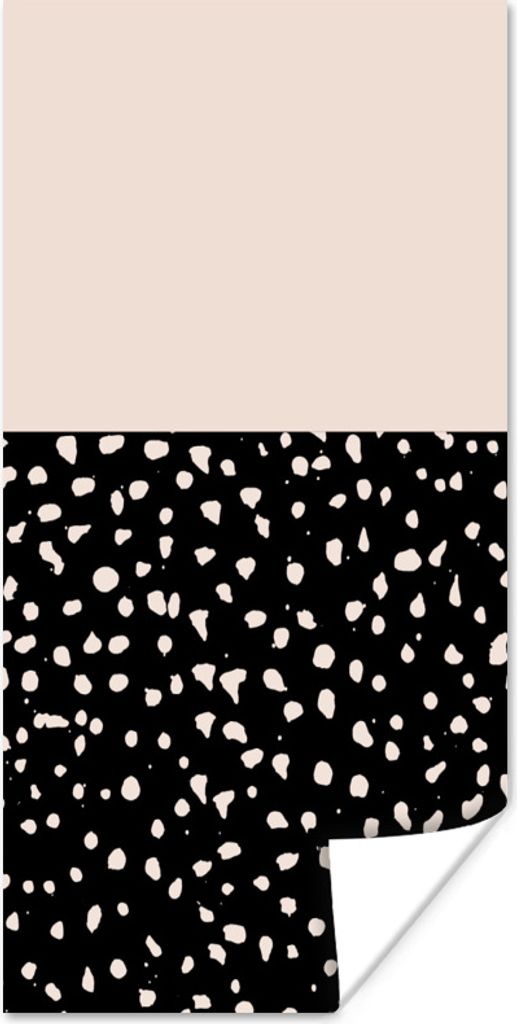 MuchoWow Poster Polka dots - Beige - Schwarz 75x150 cm - Dekoration für die Wände