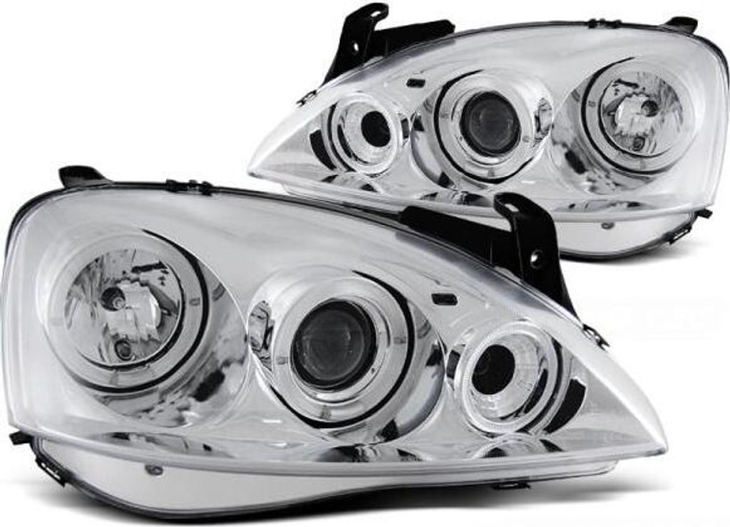Scheinwerfer Angel Eyes passend für Opel Corsa C Bj. 00-06 Chrom