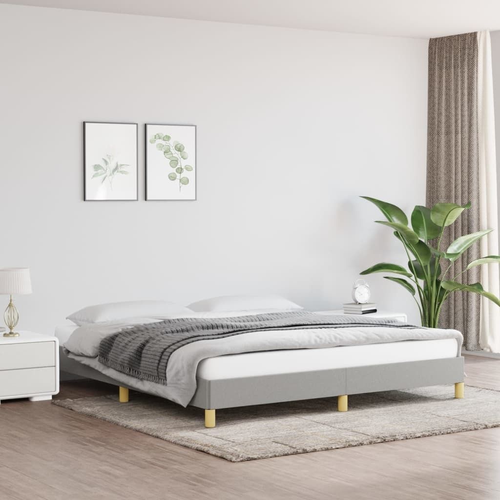The Living Store Bettgestell Hellgrau 180×200 cm Stoff