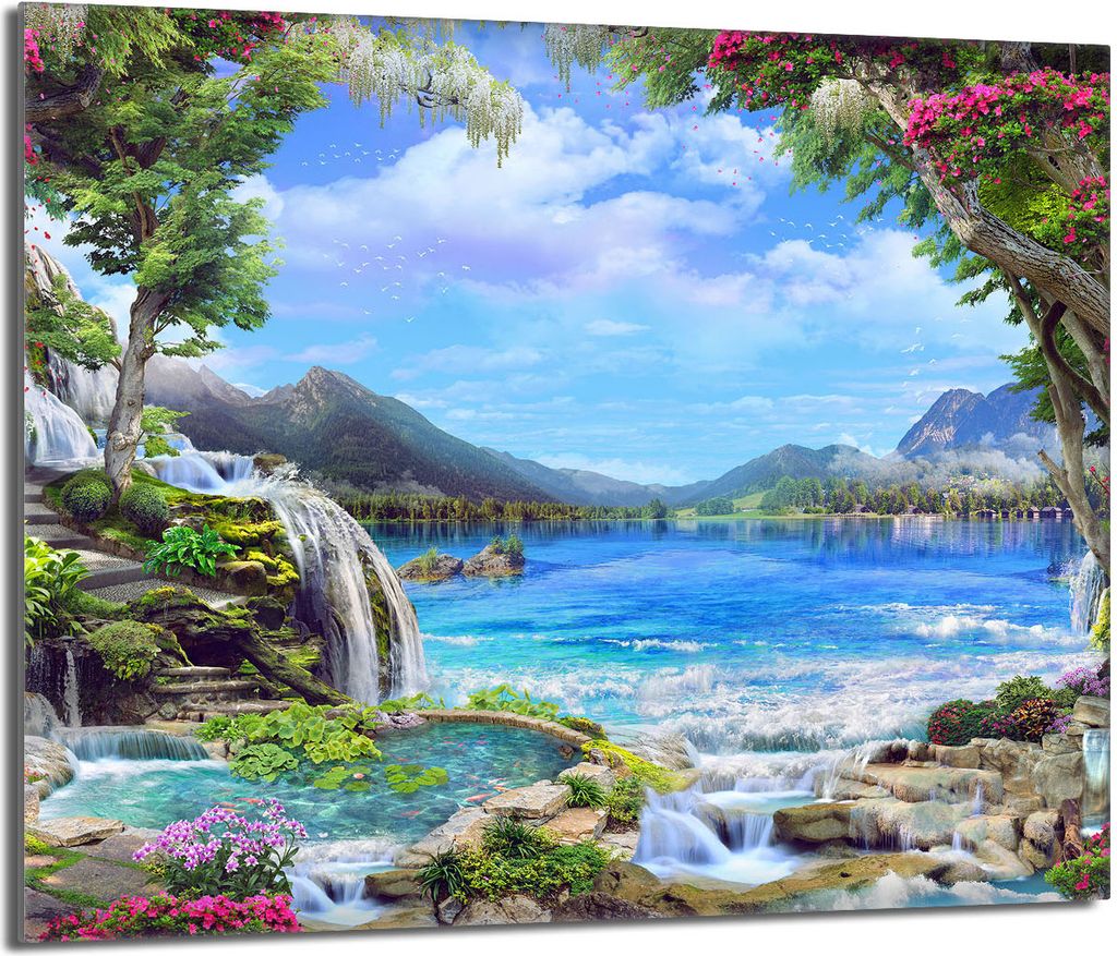Glasschutzplatte für den Herd 60x52 Berge
