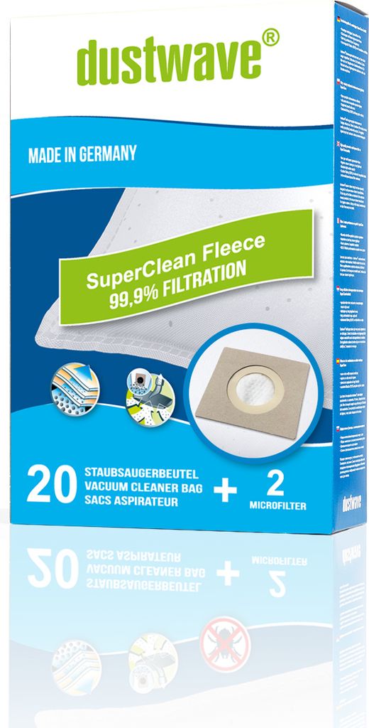40 Staubfilterbeutel (Superpack) | Filtertüten passend für Hoover - TX50PET Telios Extra Bodenstaubsauger von dustwave Premium-Staubbeutel – ...