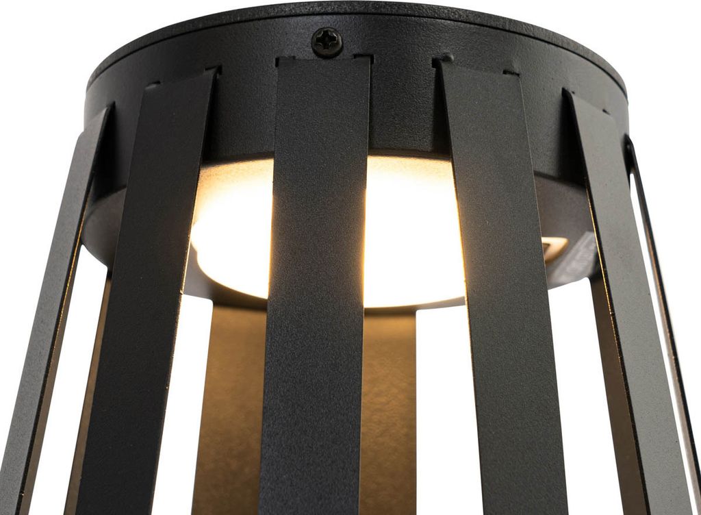 QAZQA - Modern Tischleuchte I Tischlampe I Lampe I Leuchte für den Außenbereich schwarz inkl. LED 3-stufig dimmbar Solar- und Akku-betrieb - Penn...