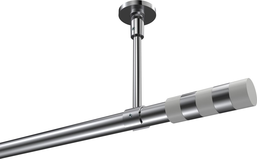 Interdeco Gardinenstange / Vorhangstange Chrom, Typ Sonette Mavell (Zylinder Bicolor) ohne Ringe, Deckenmontage, 20 mm Ø 1-läufig, 440 cm