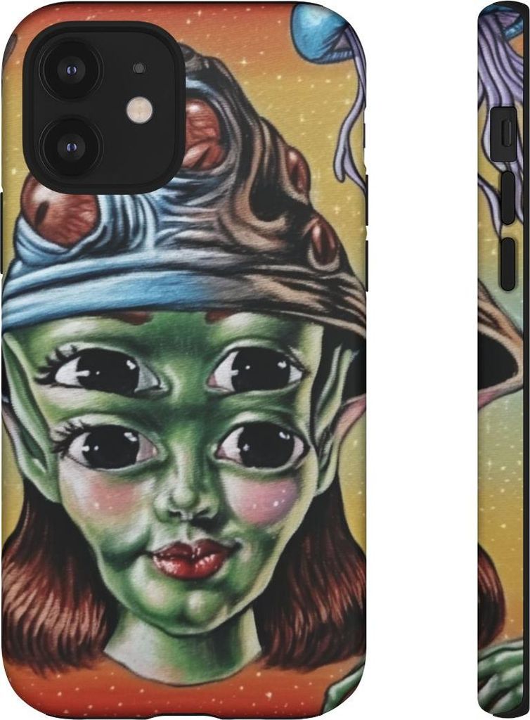 Vieräugiges Alien mit kosmischen Motiven – Hülle Kompatibel mit iPhone 12