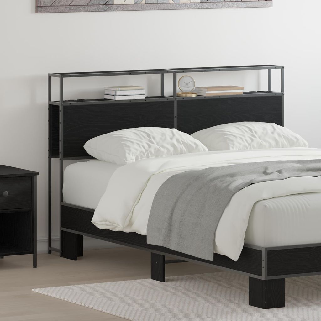 Stauraum-Kopfteil Schwarz Eiche 120 cm Holzwerkstoff