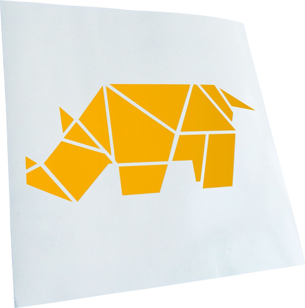 Kiwistar - Autoaufkleber - Papierfalten Nashorn - Gelb - 50x23cm - Aufkleber für Auto, Laptop, Fahrrad, LKW, Motorrad mehrfarbig JDM Decal Racing
