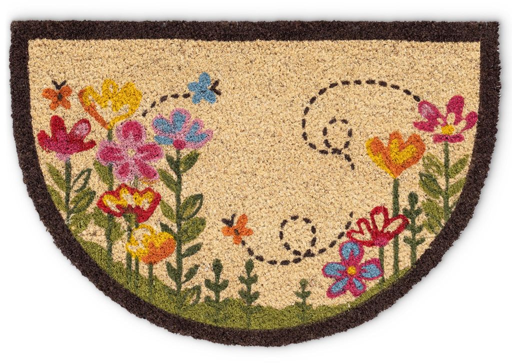 Tapis de coco fleurs multicolores 40x60 cm comme tapis de Image du produit 