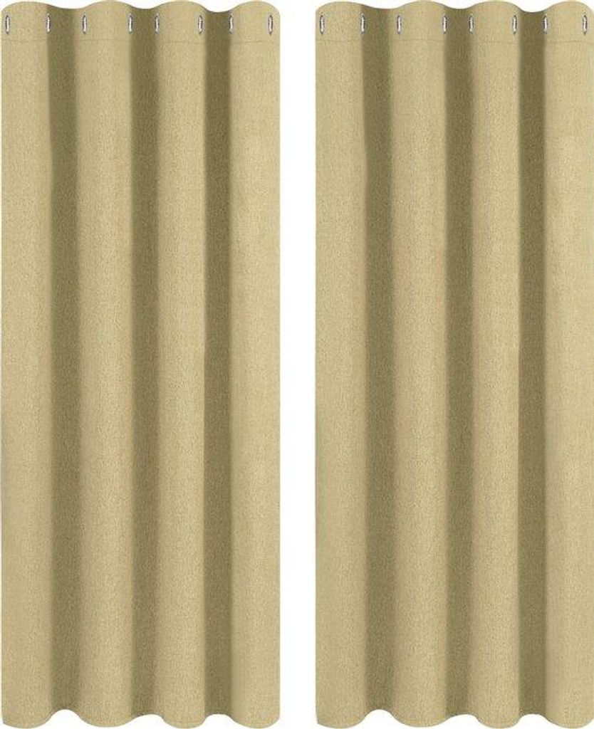 Thermische Verduisterungsvorhänge Beige 135x225 cm Polyester