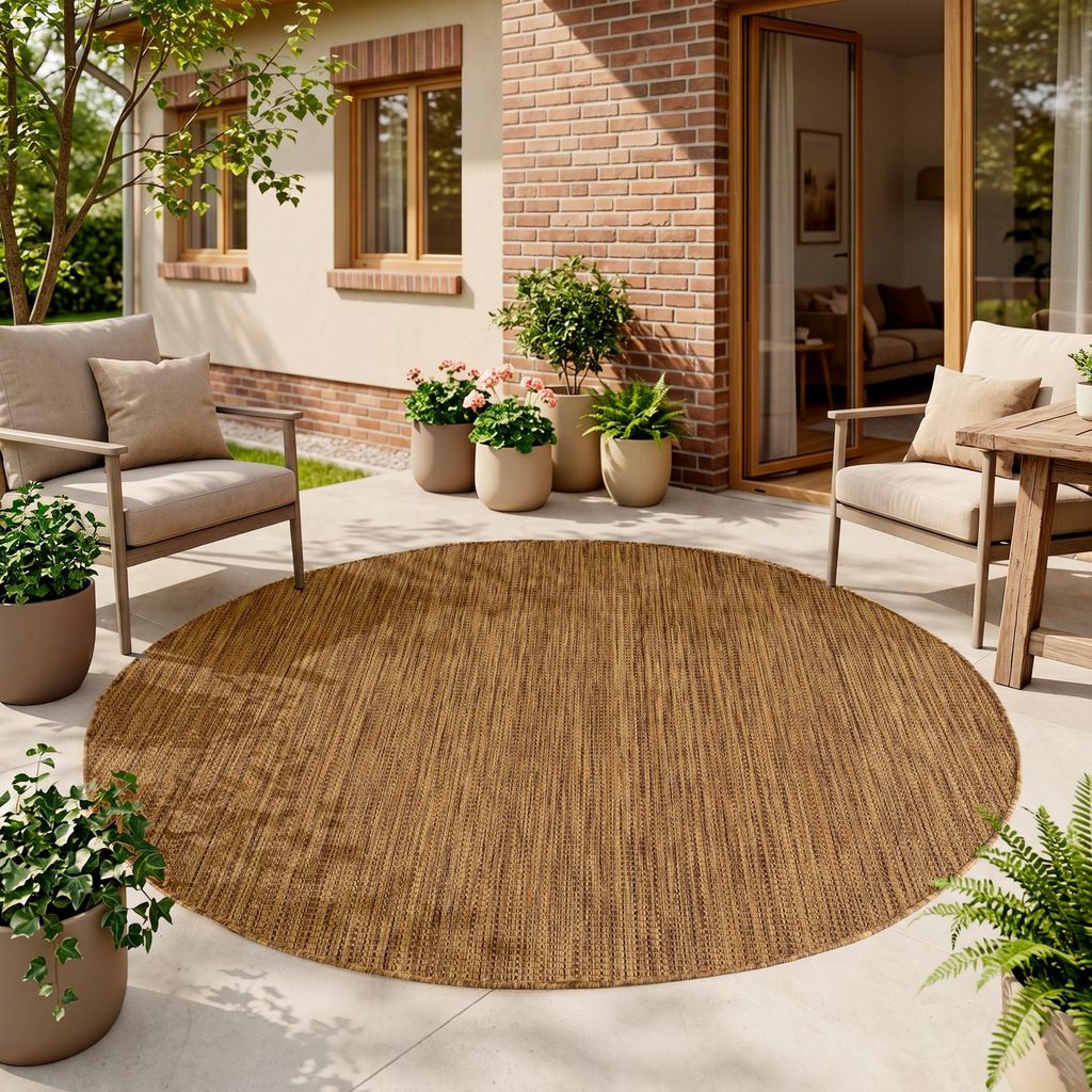 Homebyhome Tapis Extérieur Marron Rond 160 cm Balcon Image du produit 