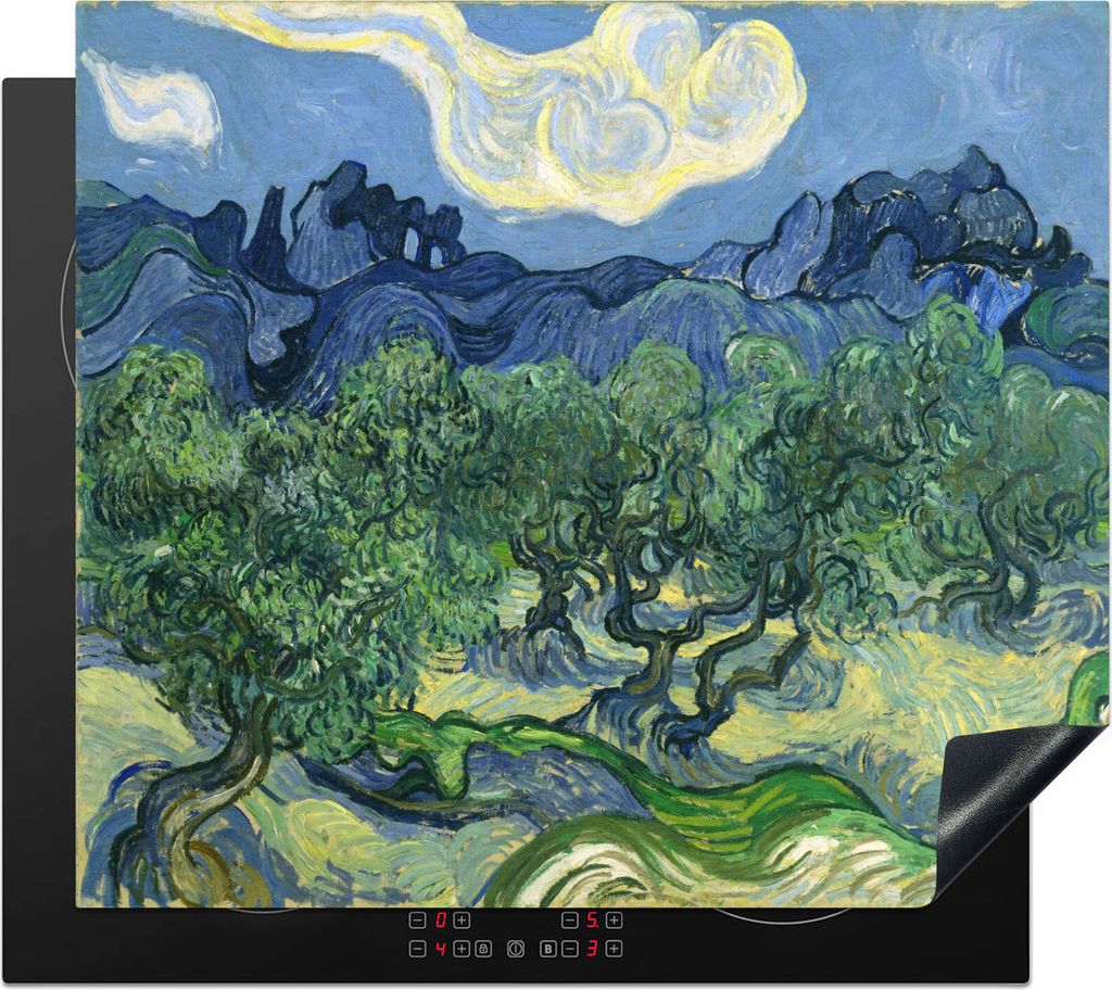 KitchenYeah Herdabdeckplatte Die Olivenbäume - Vincent van Gogh , 60x52cm, Küche Deko, Glaskeramikkochfeld Herdabdeckung, Abdeckplatte fùr Koc...