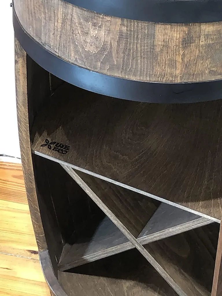 Tonneau de bar en bois wengé rustique, design authentique 80 x 50 cm