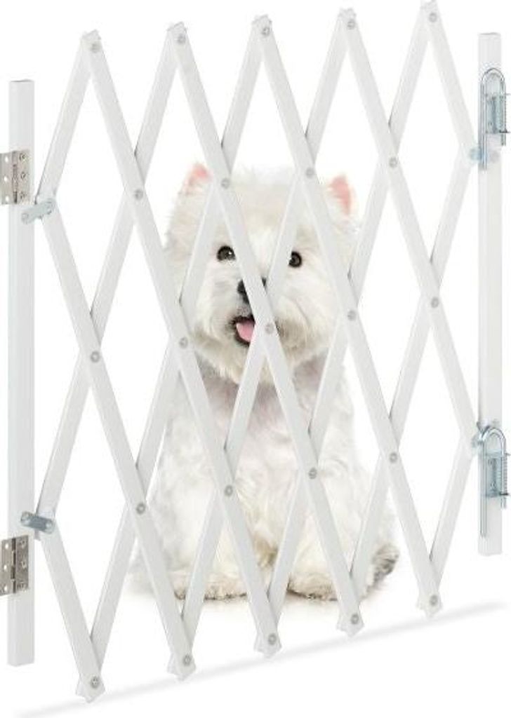 Ausziehbare Hundebarriere in Weiß