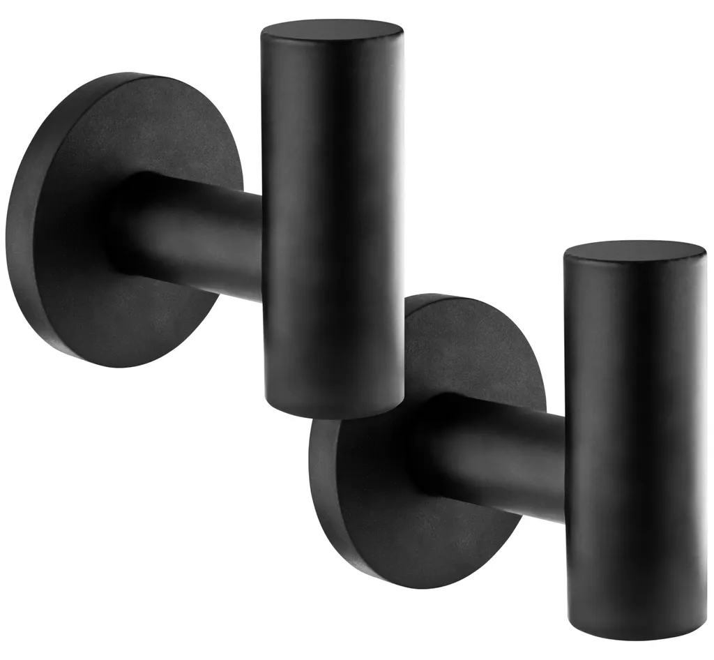 Crochet Magnétique Mural Noir Lot de 2 - Patère Aimantée Charge 8 kg