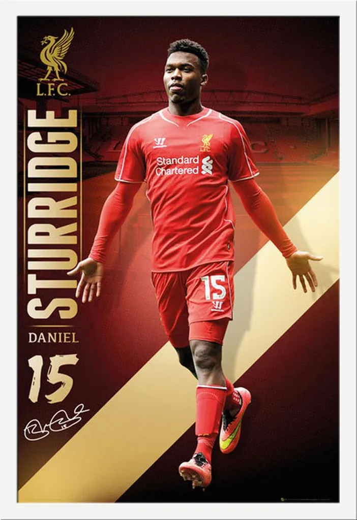 Poster Liverpool Sturridge 14/15 avec Cadre Maxi MDF Blanc Shinsuke®
