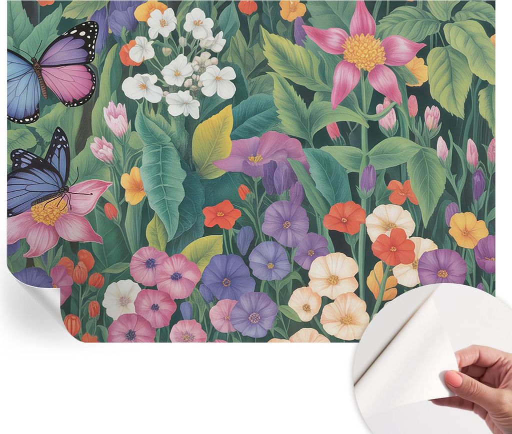 Selbstklebende Wandtapete - Dekorative Tapete für Wohnzimmer - Klebefolie für Wandbilder - Tapetenfolie für Wanddekoration - 208x146 cm - Blumen...