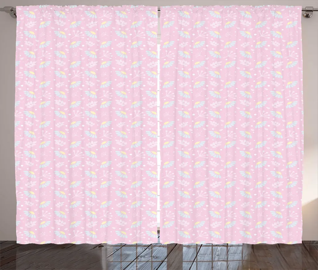 Rideau universel fleurs pastel avec boucles et crochets, 280 x 225 cm