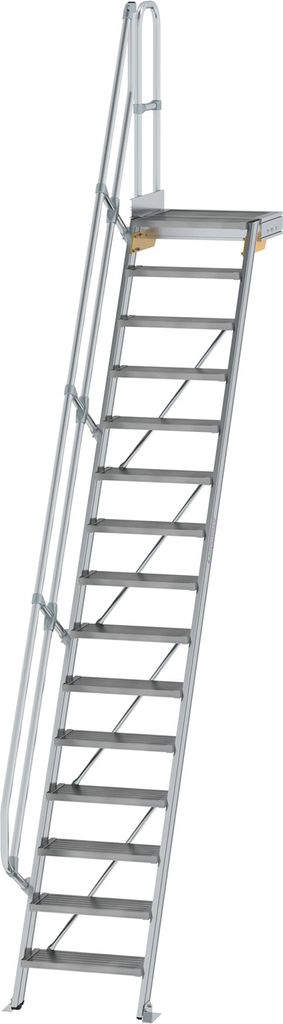 MUNK Treppe mit Plattform 60° inkl. einen Handlauf, 600mm Stufenbreite, 15 Stufen