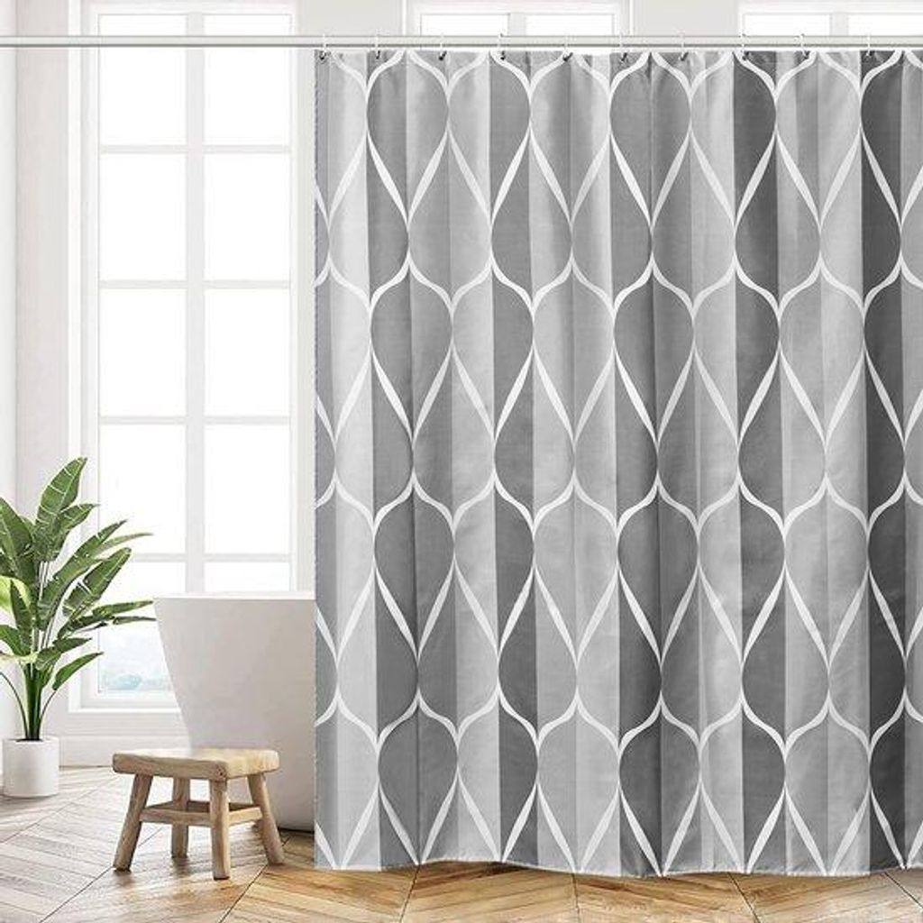 Unyqoos verstellbarer Polyester-Duschvorhang mit schwerem Saum und schnell trocknenden Funktionen für Badezimmerdekoration