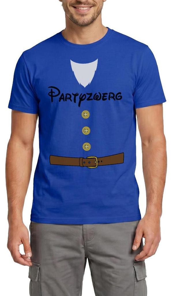 Spreadshirt Partyzwerg Sieben Zwerge Karneval-Kostüm für Erwachsene Männer T-Shirt, M, Dunkelblau
