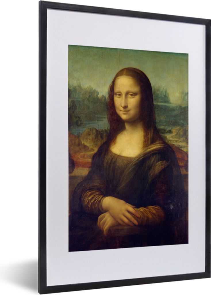 MuchoWow MuchoWow Gerahmtes Poster Mona Lisa - Leonardo da Vinci 40x60 cm - Poster mit zchwarzem Bilderrahmen - Poster in Rahmen