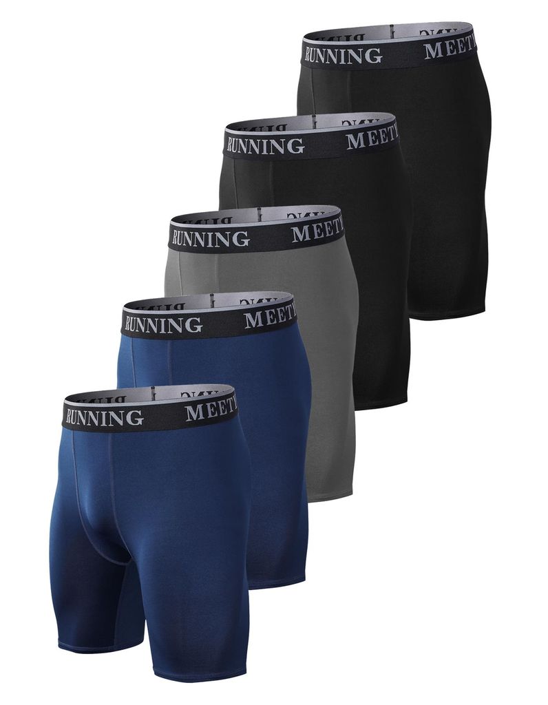 5er Pack Herren Kompressionsshorts, Sport Unterhosen Männer Schnelltrocknendes Laufunterwäsche-2 Schwarze+2 Marineblaue+1 Graue-XXL