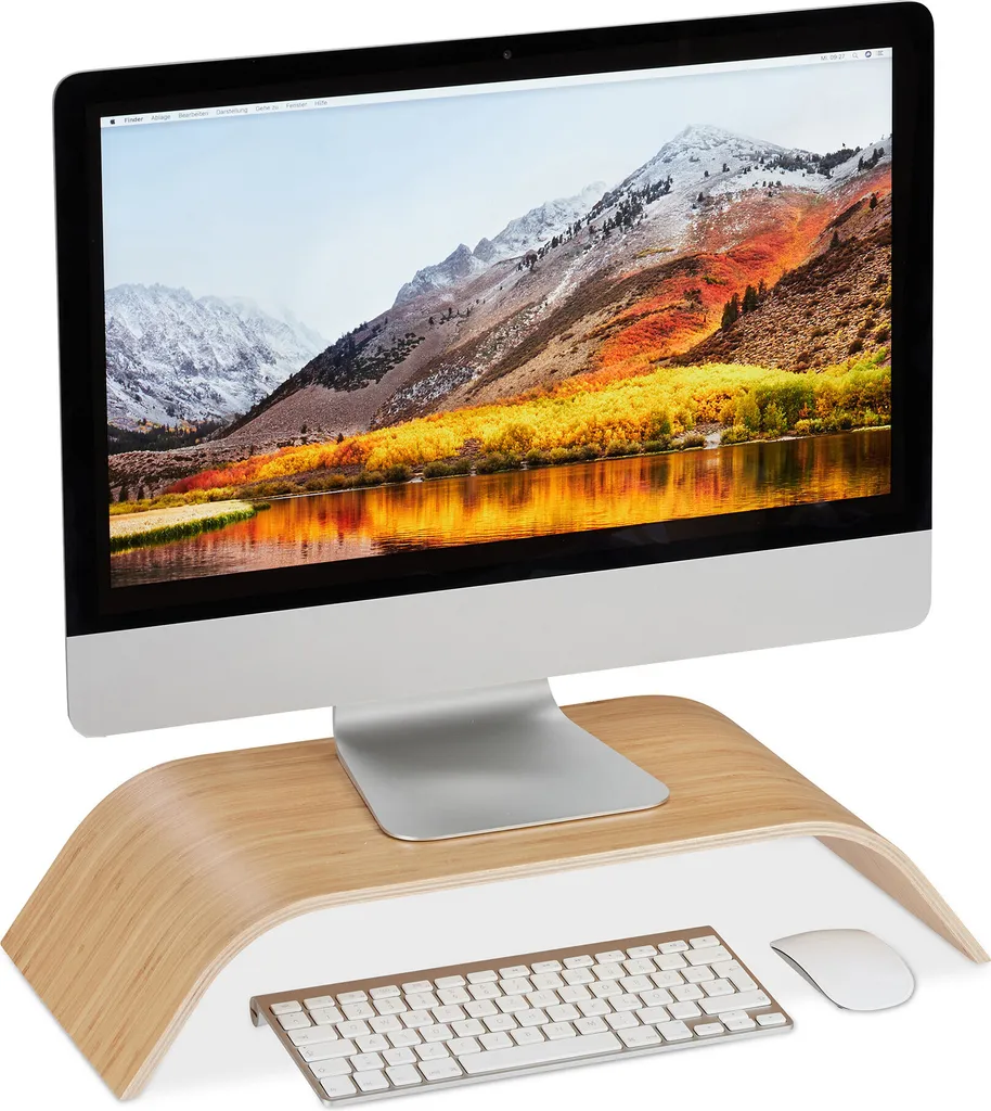 Réhausseur de moniteur en bois de bambou design courbe pour bureau PC
