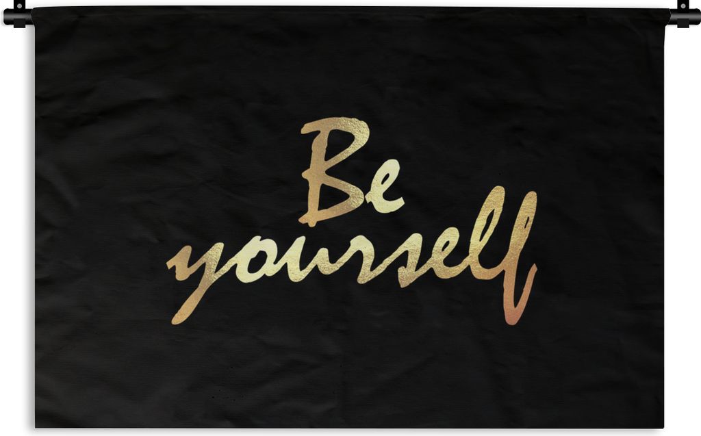 MuchoWow Wandteppich Wandbehang Zitate - Selbstvertrauen - Gold - Schwarz 90x60 cm Tapisserie Dekoration Wandtuch - Wandskulpturen - Bildteppich