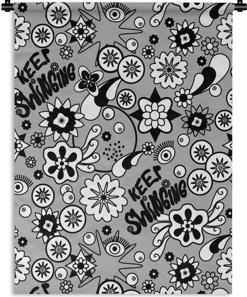 MuchoWow Wandteppich Wandbehang Blumen - Muster - Zitate 90x120 cm Tapisserie Dekoration Wandtuch - Wanddeko