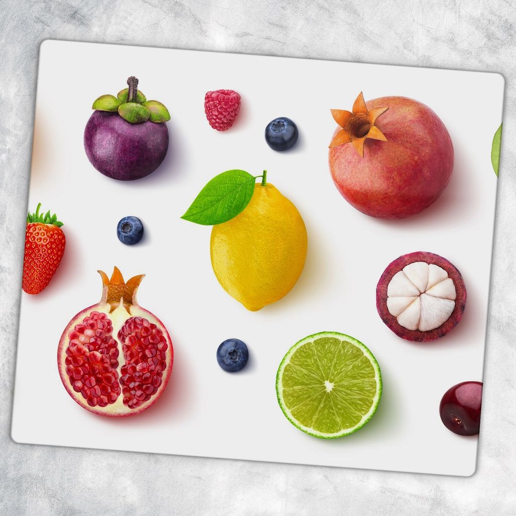 Glas-Herdabdeckplatten Glaskeramikkochfeld-Abdeckung Spritzschutz Glas 60 cm x 52 cm - Obst