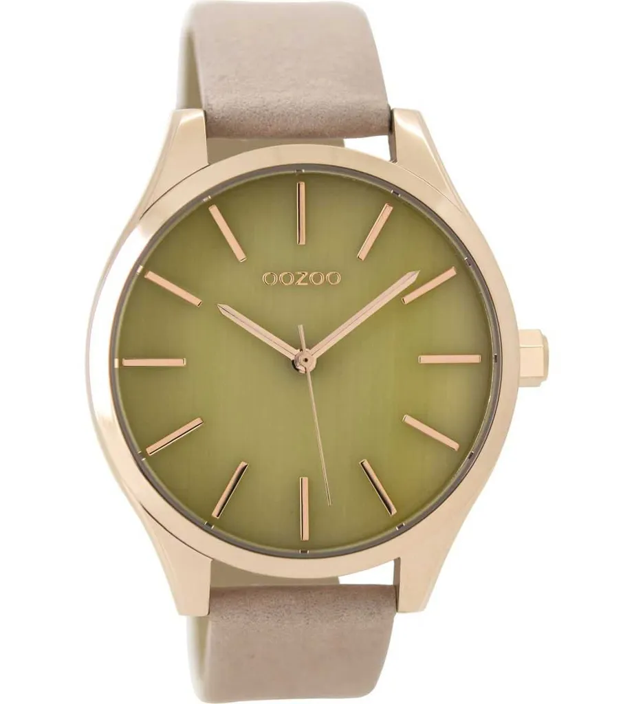 Montre à Quartz pour Femme Oozoo Beige Mat et Bracelet Cuir Souple Chic