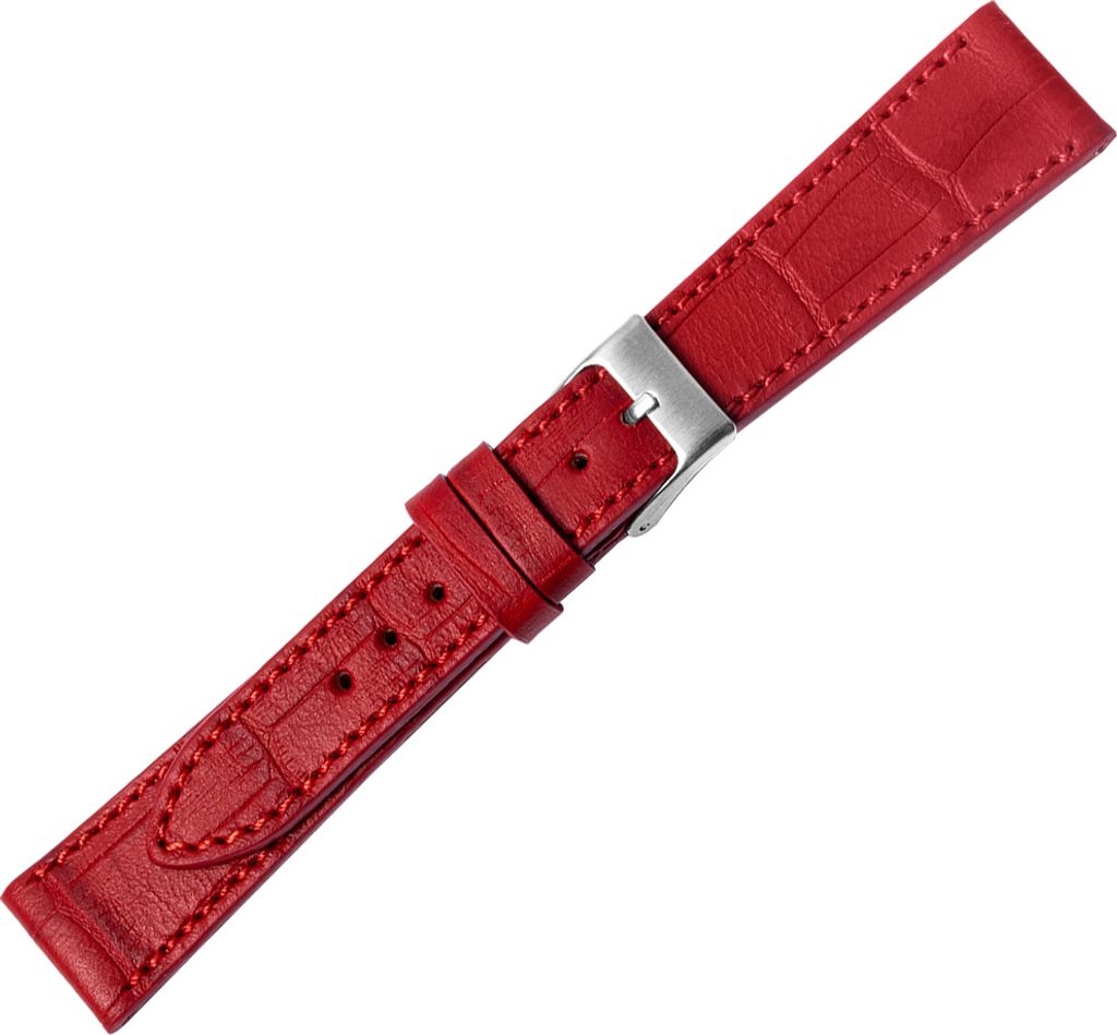 Minott > Uhrenarmband rot Kalbsleder > Europe > Krokooptik , Stegbreite:22mm, Schließe:Silbern