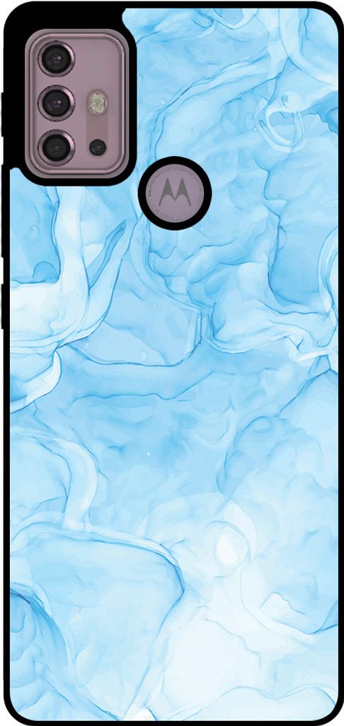 Smartphonica Handytasche Passend für Motorola Moto G20 / G30 mit Marmordruck - TPU Rückabdeckung Fall Marmor Design - Hellblau