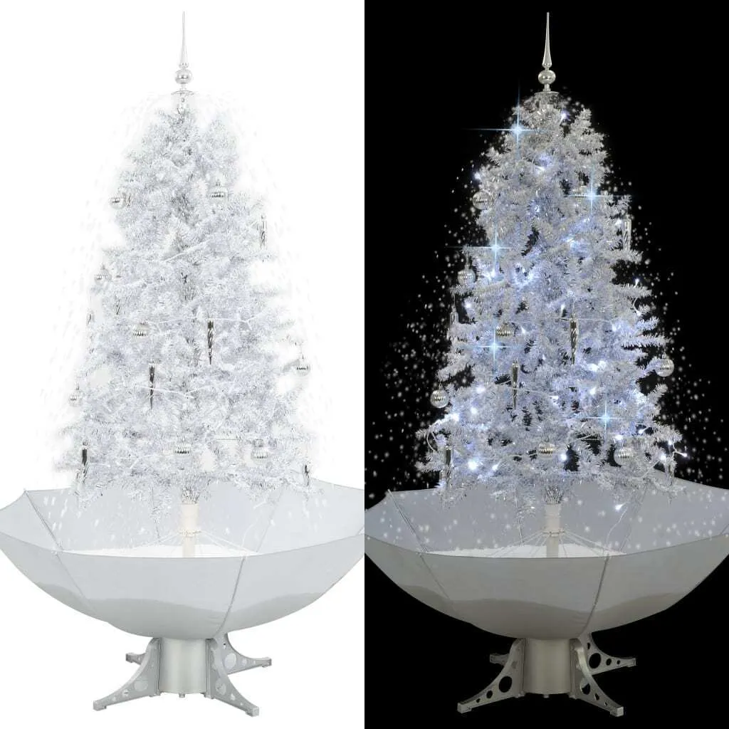 vidaXL Sapin de Noël à neige avec pied parasol blanc hauteur 170 cm - 7