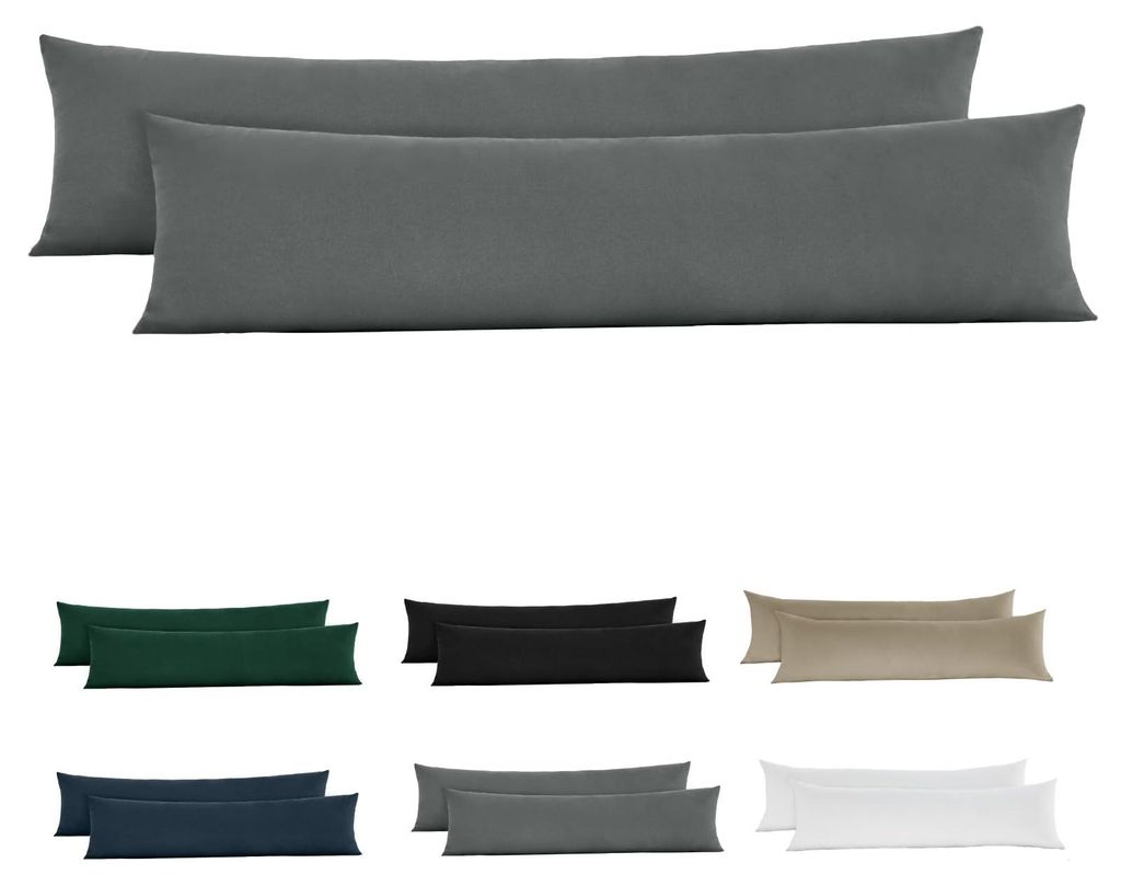 Kissenbezug für Seitenschläfer, 40 x 145 cm, Baumwolle – grauer Kissenbezug, 40 x 145 cm, 2er-Set; weicher, -er Bezug, 145 x 40 cm, anthrazit, ...