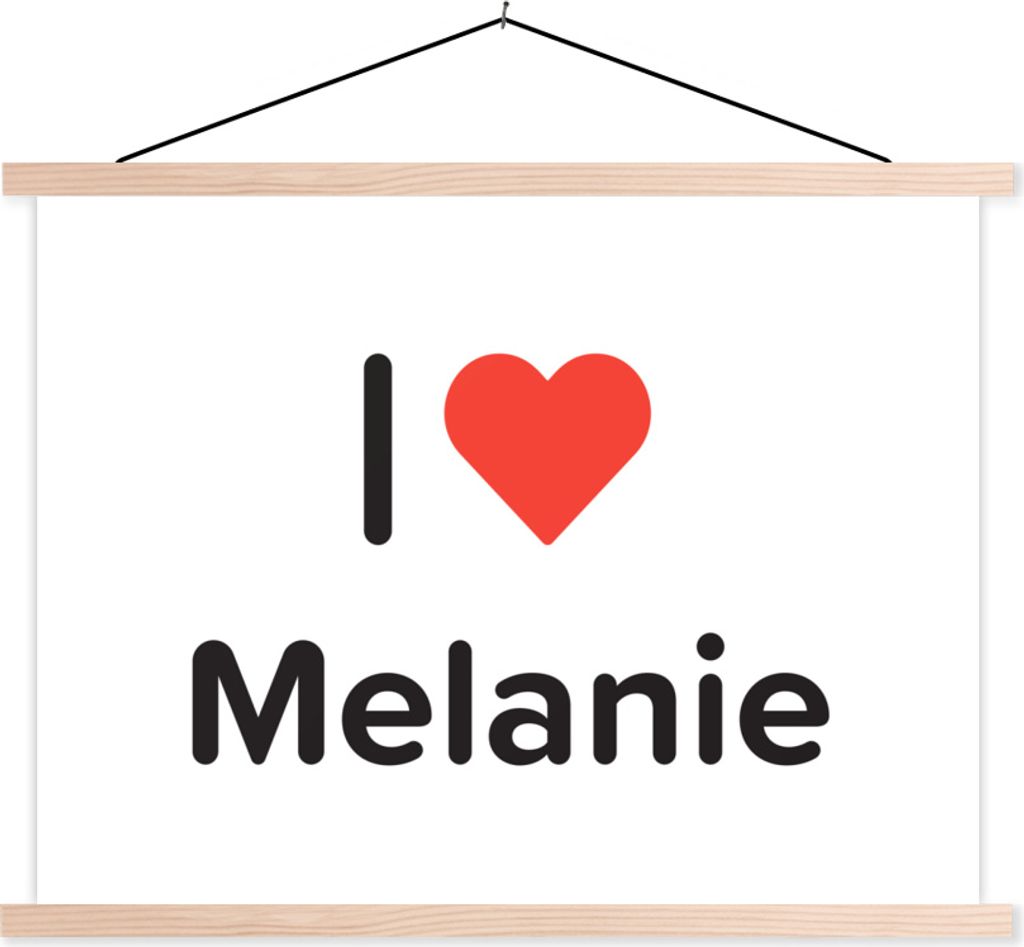 MuchoWow Textilposter Ich liebe - Melanie - Mädchen 40x30 cm mit holzfarbenen Rahmen - Bilder