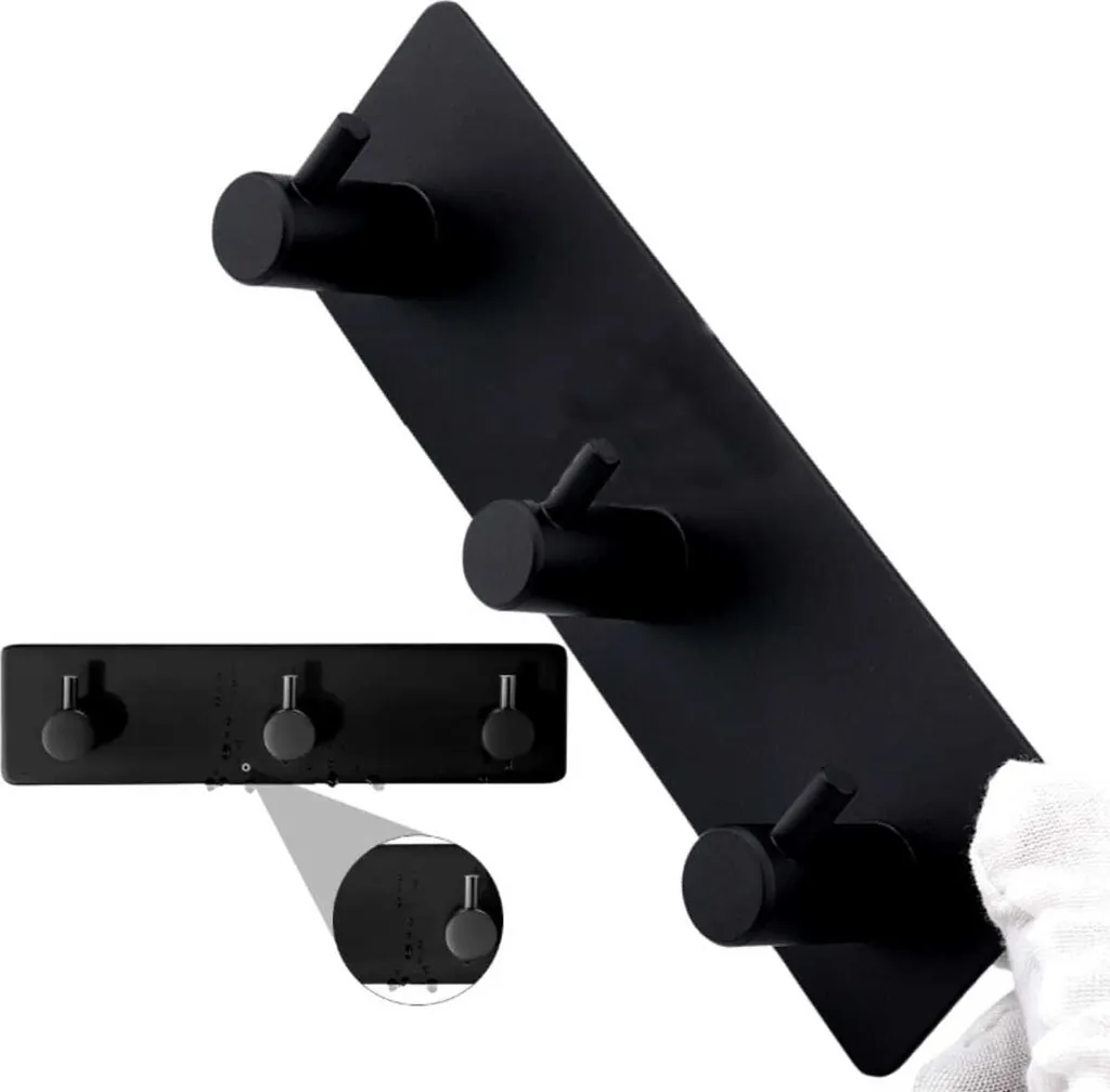 Pannello Appendi Tutto Nero 18x5cm Acciaio Inox | Zero Attrezzi