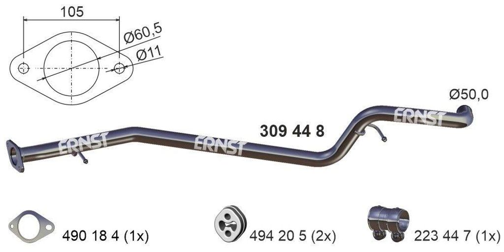 ERNST Abgasrohr Auspuffrohr für FORD Kuga Mk2 (DM2) 309448 Produktbild 