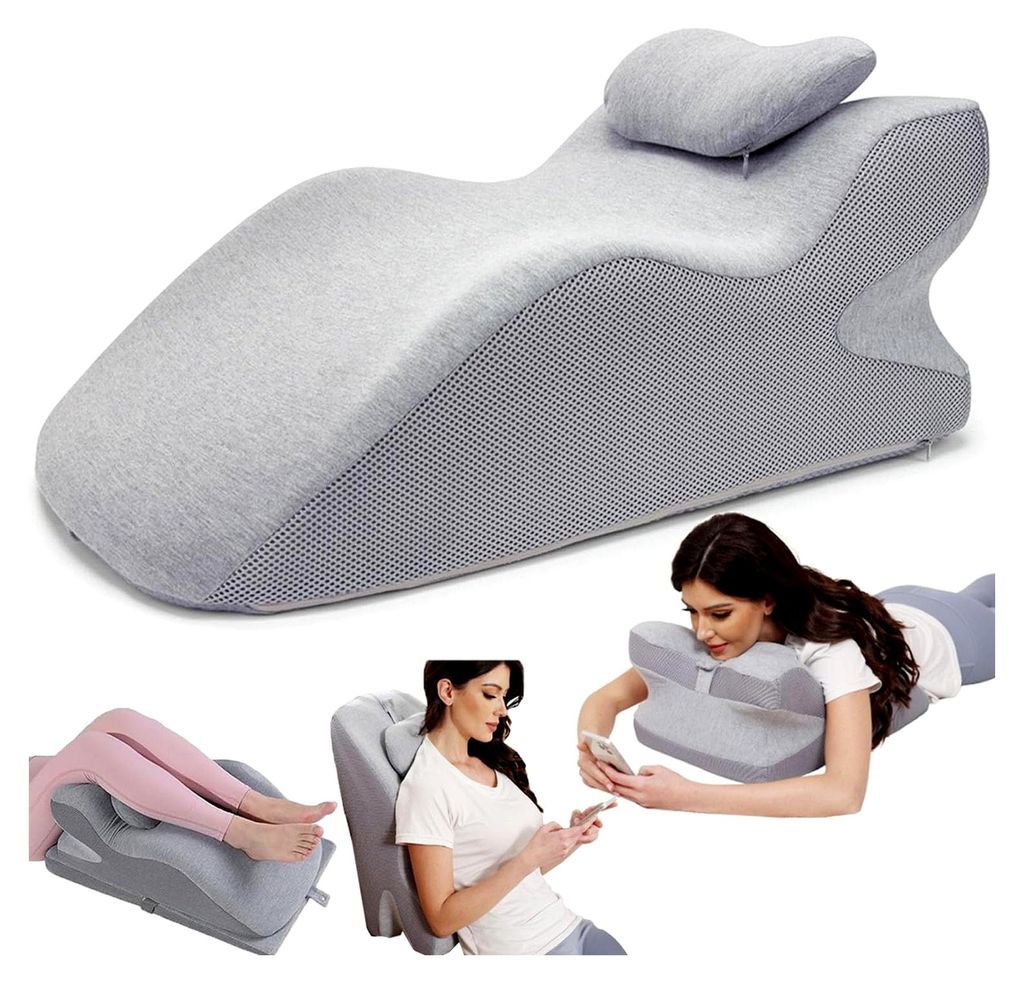Keilkissen für Bett und Sofa, Memory-Schaum Lesekissen, ergonomisches Rückenkissen für Rücken, Hals und Beine, Refluxkissen mit waschbarem Bezu...